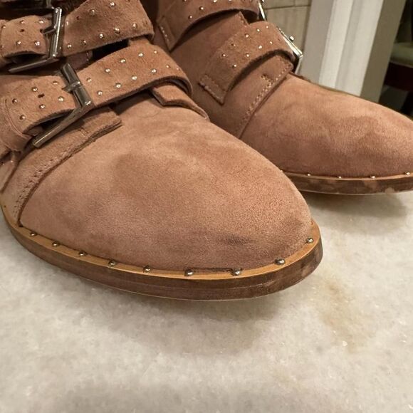 Black Suede Studio Layla Moto‎ Bootie in Blush Suede, Women's Size 10 - Picture 3 of 8